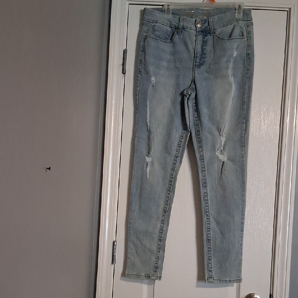 Women's Light Blue Distressed Jeans